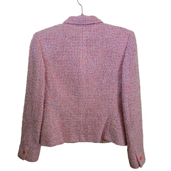 Elie Tahari Designer Pink Tweed Blazer Fully Lined Spring Summer Size 6 - Picture 2 of 7